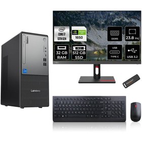 Resim LENOVO ThinkCentre Neo 50T G5 i7 13700 32GB 512GB SSD GTX1650/4GB 23.8" FHD FDOS Masaüstü Bilgisayar 