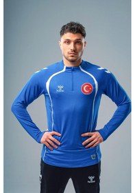 Resim Hummel Target Milli Takım Antrenman Eşofman Üstü Sax Saks Mavisi 