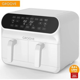 Resim Hepta Collection Groove XXL 1800W (4Lt+4Lt) 8Lt Çift Hazneli Airfryer Air Fryer Yağsız Sıcak Hava Fritözü Beyaz 