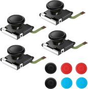 Resim Thlevel 4 adet analog Thumbstick Joystick NS için, 3D yedek sol ve sağ kumanda analog Rocker çubuk çubuk kapaklı 