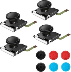 Resim Thlevel 4 adet analog Thumbstick Joystick NS için, 3D yedek sol ve sağ kumanda analog Rocker çubuk çubuk kapaklı 