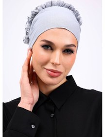 Resim Loggia Kaymayan Fırfırlı Silikonlu Dikişsiz Bone - Kaymaz Kadın Tesettür Bağlamalı İç Bone-açık Gri Açık Gri 
