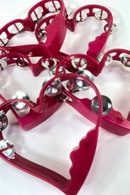 Resim Hobigram Fuşya Kalp Desenli Kına Gecesi Zilli Tef 1 Adet – Kına Eğlence Aksesuarı 