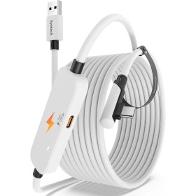 Resim Syntech 5 M USB 3.0 Şarj ve Bağlantı Kablosu - Meta Quest 3s/quest 3/oculus Quest 2 Uyumlu, Ekstra Şarj Portlu Vr Pc/steamvr Oyun Kablosu 