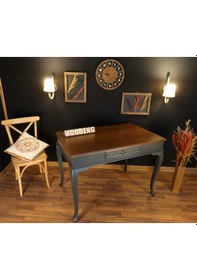 Resim Wooding-Mobilya Wooding 120 Cm Çekmeceli Masif Antrasit Ceviz Çalışma Masası 