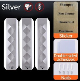 Resim Silver-3-tek/çift/üçlü 350ml Sabunluk Duvara Monte El Dezenfektanı Dispenseri Banyo Ev Tırnak Ücretsiz Banyo Aksesuarları 