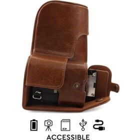 Resim MegaGear Sony Alpha A6600 18-135mm Gerçek Deri Fotoğraf Makinesi Kılıfı 