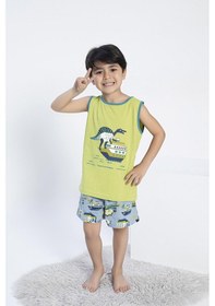 Resim Confeo Erkek Çocuk Kalın Askı Şortlu Yeşil Pijama Takım C5t5n0o-047 Yeşil 