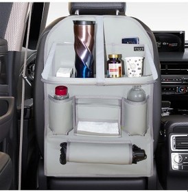Resim Bod Deri Masalı Oto Koltuk Arkası Koruyucu Eşya Düzenleyici Araç içi Organizer Gri 