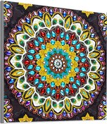 Resim Monyee 30x30cm Mandal Gülü Desenli Yaratık Taşlı Pano, Resin Kristal Taş, Ev Dekoru, 6 Stil Seçeneği 