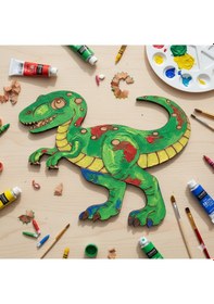 Resim Ahşap Boyanabilir Dinozor Figürü T-rex 16x13 Cm - 3mm Mdf Eğitici Boyama Seti 10 Adet 