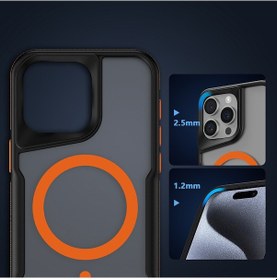 Resim İphone 15 Pro Max Uyumlu Magsafe Şarj Özellikli Renkli Kenar Airbag Şeritli Zore Lamer Kapak-gri Gri 