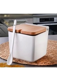 Resim Gönül Gnl 3452 Kaşıklı Tuz Saklama Kabı 12x12x12cm Beyaz 