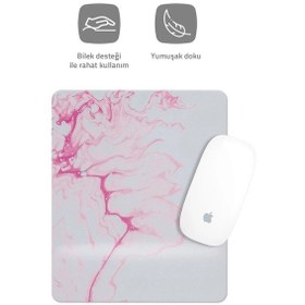Resim Pembe Beyaz Desenli Bilek Destekli Dikdörtgen Mouse Pad Mouse Altlığı. Mousepad 