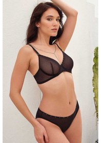 Resim Man4823 1002 Anıl İç Giyim Kadın Balenli Desteksiz Dolgusuz Askıları Çıkabilen Yaka Detaylı Taşlı Sütyen Ve Slip Takım 4823 Çok Renkli 