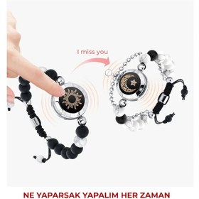 Resim Mesafe Bilekliği – Totwoo Akıllı Dokunmatik Sevgililer Bilekliği – Beads Ay ve Güneş 