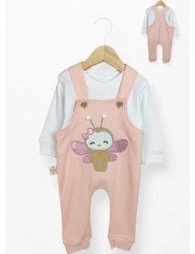 Resim Kidskingdom Pembe Renk Kız Bebek & Çocuk Pamuklu 2 Parça Tulum Pembe 