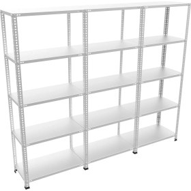 Resim Güneyraf 5 Katlı 3lü Bitişik Galvaniz Çelik Raf Arşiv Depo Kiler Rafı 31X93X200 