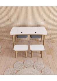 Resim Fahrettinküçük Montessori Çocuk Masası Aktivite Masası Çalışma Masası Oyun Masas Beyaz 