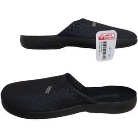 Resim Gezer Erkek Siyah Desenli Ortopedik Taban Ev İçi Günlük Terlik 