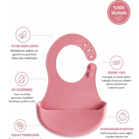 Resim Siliconly Bpa Içermeyen %100 Silikon Bebek Mama Önlüğü Kaydırmaz Cepli Bebek Önlüğü 