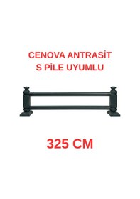 Resim Cenova S Pile Ve Perde Düğmesi Uyumlu Çetray Çift Raylı Modern Ahşap Rustik Antrasit 325 Cm Antrasit 