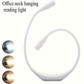 Resim 1 adet Ayarlanabilir Üç Renkli Sıcaklık Boyun Okuma Lambası - Pil ile Çalışır, 360° Dönebilen LED Masa Lambası, Yatak Odası, Ofis ve Ev Kullanımı için, Uzun Ömürlü ve Uzay Temalı Tasarım, Yatak için Okuma Lambası, Masa Lambası, Modern Aydınlatma, Dayanıklı Plastik Lamba 