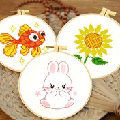 Resim 1 Set Baskılı Çapraz Dikiş Kiti Karikatür Serisi El Nakışı 11CT Orta Izgara Üç İplikli Nakış 20*20cm Başlangıççılar İçin DIY Paketi 