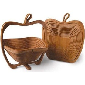 Resim Meyve Sepeti Dekoratif Katlanır Bambu Meyvelik Ekmeklik Kahverengi 