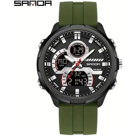Resim Fochsia Sanda Erkek Büyük Kadranlı Yeşil Siyah 5atm Su Geçirmez Spor Saati Aydınlatmalı Diğer 