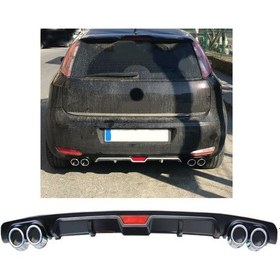Resim Fiat Punto Makyajlı Uyumlu Body Kit Difüzör 4 Çıkış Siyah Yuvarlak 