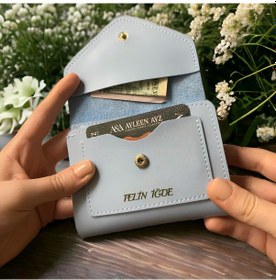 Resim Ayleen Ayz İsme Kişiye Özel Kadın Cüzdan Yumuşak Derili Kartlık Zarf Bebe Mavi Bayan Çanta Aksesuar Hediye Anneye Sevgiliye Kendine - Bebe Mavi 
