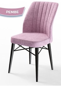Resim Canisa Flex Serisi, Üst Kalite Mutfak Sandalyesi, Pembe Sandalye, Gürgen Siyah Ahşap Ayak Sandalye Pembe Ayaklar Siyah 