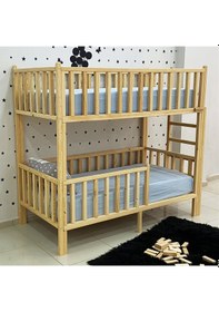 Resim Markaawm Markaawm Montessori Yatak Doğal Çam Karyola Merdivenli Ranza Akçaağaç 