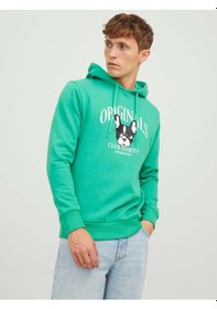 Resim Jack & Jones Kapüşonlu Yeşil Erkek Sweatshirt 12244219 001 