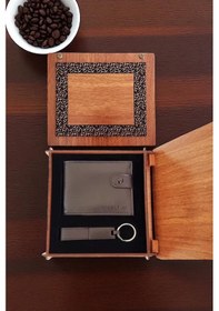 Resim Cüzdan Ve Mat Siyah Anahtarlık Hediye Kutusu 