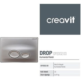 Resim Creavit Gömme Rezervuar Asma Klozet İçin+Mat Gri Drop Buton Gri 