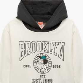 Resim Erkek Bebek Pamuklu Şardonlu Uzun Kollu Baskılı Kapşonlu Sweatshirt 