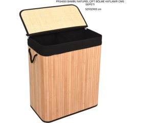 Resim Ahir Ticaret Bambu 2 Bölmeli Kirli Çamaşır Sepeti Dikdörtgen 100 Lt. 