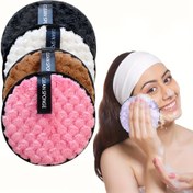 Resim 4 Paket Yumuşak Mikrofiber Yüz Pedleri, Rahat Yüz Temizliği ve Makyaj Uygulaması için Tekrar Kullanılabilir Çift Taraflı Çıkarma Pedleri, Günlük Yüz Yıkama Yüz Temizleyici 