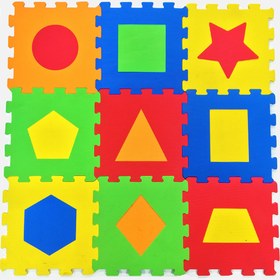 Resim Akar Oyuncak 10'lu Geometrik Şekiller 7 mm 33x33 cm Kare Çocuk Oyun Karosu Çok Renkli 