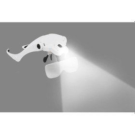 Resim 5 Lensli 2 Led Işıklı Ayarlanblr Gözlük Tipi Büyüteç-1.0x-3.5x Zoom-microblading Işıklı Loop Gözlük 