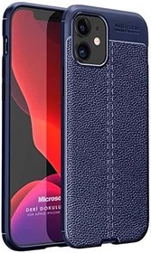 Resim Microsonic Apple iPhone 12 için Kılıf Deri Dokulu Silikon Lacivert [iPhone 12 ile Uyumlu Kılıf - Lacivert] 