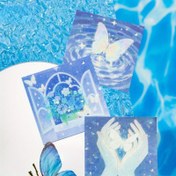 Resim 1 adet Büyülü Kelebek ve Papatya Yapışkan Not - Rüya Mavi Çiçek Tasarımı, Kemerli, Günlük Tutma ve DIY Dekor için İdeal, Pastel Pembe Arka Plan, Kışkırtıcı Doğa İlhamlı Sanat, Kelebek Dekorasyonları 