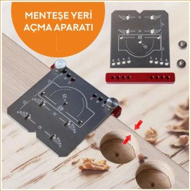 Resim Pratikmen Menteşe Yeri Açma Aparatı (Ayarlanabilir Stoperli Delme Pancı ile Birlikte) 