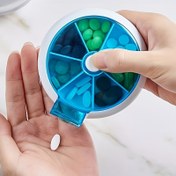 Resim Hafif ve Taşınabilir 7 Günlük Yuvarlak Döner Tablet Organizatör, Çok Bölümlü Tasarımıyla Kompakt Seyahat İlaç Kutusu, Vitamin ve Balık Yağı Takviyelerini Saklamak İçin Mükemmel 