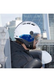 Resim Cgm 116G Aır Bıco Açık Kask Mavi-Beyaz Uzun Vizör+Güneş Vizörlü 
