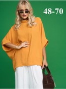Resim Sparada Büyük Beden Kısa Kollu Bluz 111589283 Hardal Rengi 