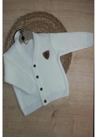 Resim Arma Düğmeli Detaylı Cocuk Hırka-835 Krem 