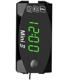 Resim Motosiklet Dc 6 V-30 V 3 1 Dijital Zaman Saati + Termometre K14435-gr 